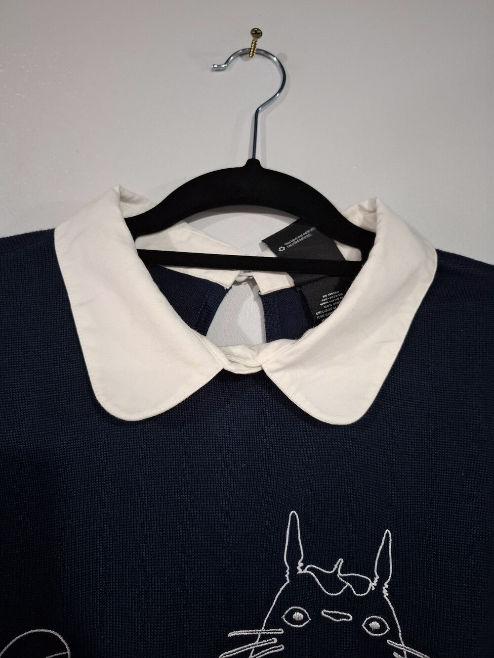 Her Universe My Neirghbor Totoro Navy Crewneck Sweater Peter Pan Collar Sz 1X - Picture 4 of 16